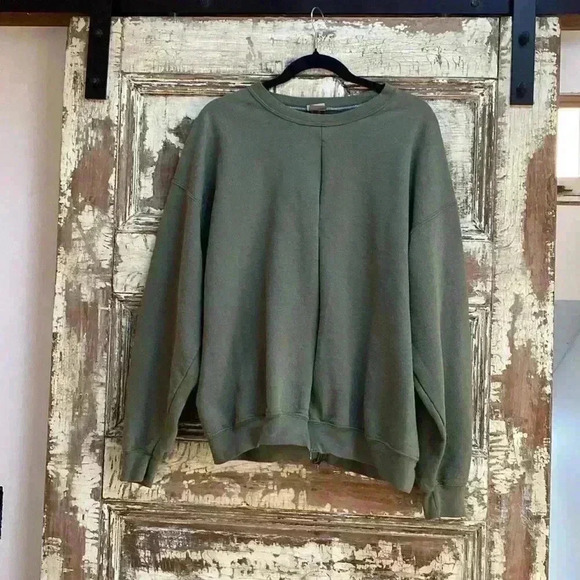 Olive green zip-front & back sweatshirt - Picture 1 of 9